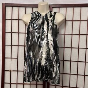 THE KOOPLES‎ PRINTED V NECK SILK BLEND TANK TOP SIZE S